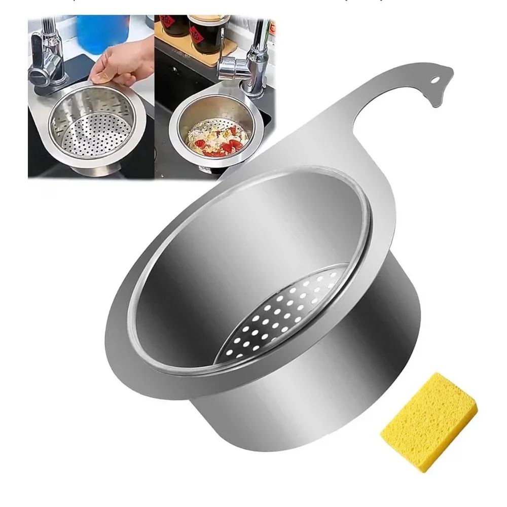 Stainless Steel Swan Sink Strainer Basket Kitchen Food Waste Drainer Silver